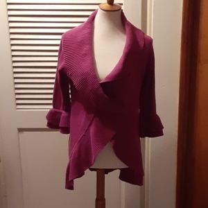 Thick, Berry-colored, one-button, sweater